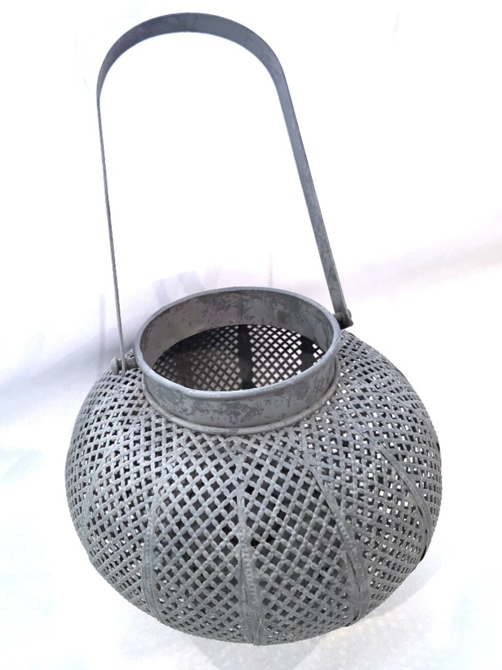 NWOT Asian Gray Metal Hanging or Tabletop Lantern